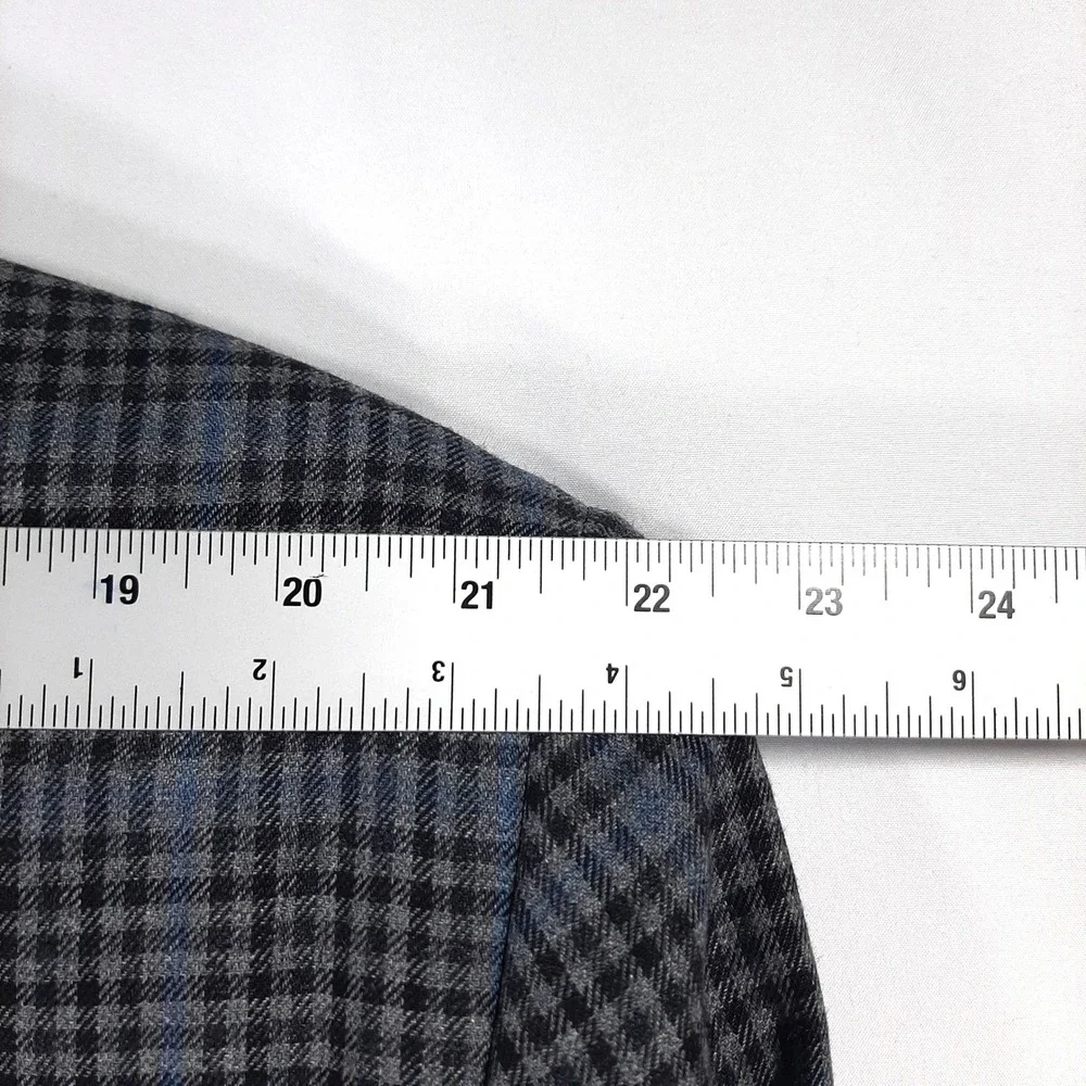 Lauren Ralph Lauren Blazer 52R Silk Wool Plaid Gray Blue‎ Sport Coat Men Big